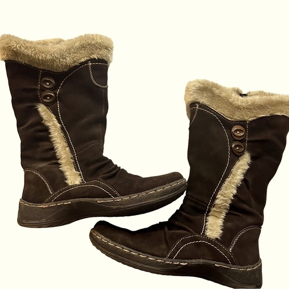 G.H. Bass & Co. Shoes - G.H. Bass Otto Suede Snow Boots Women’s 8 Brown Faux Fur Mid Calf Winter